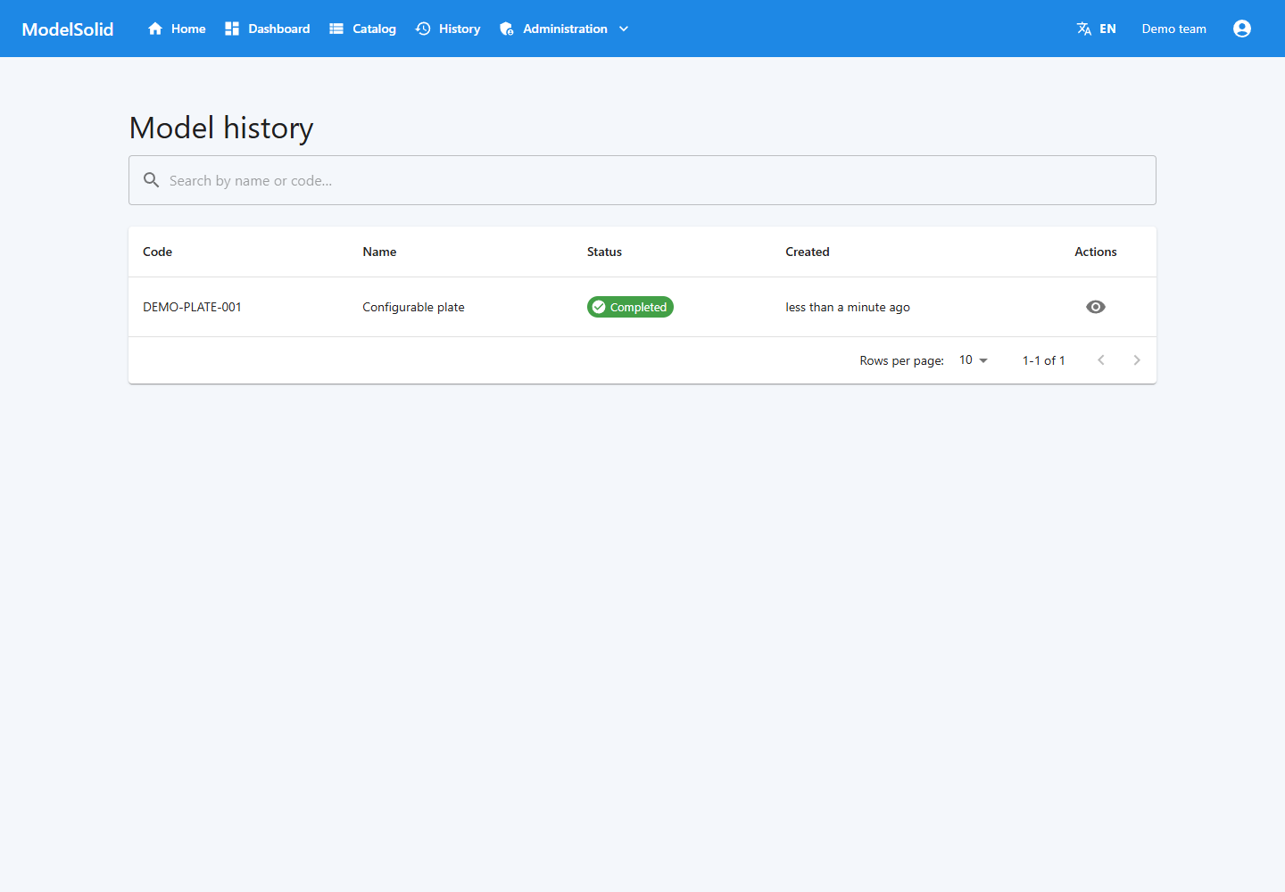 History for locating the request by code and status.