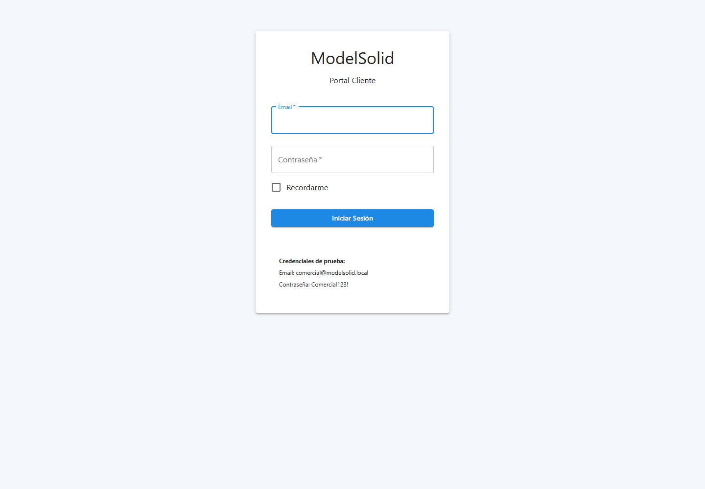 Pantalla de acceso del portal.